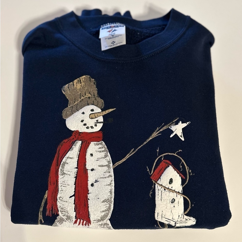 JERZEES Crew Neck Snowman Holiday Winter Womens Sweatshirt Size XL Long Sleeves - Picture 9 of 12
